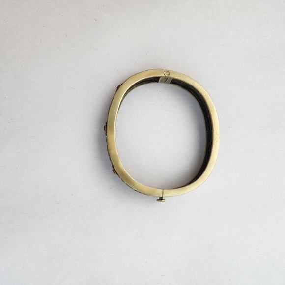 Heidi Daus Bangle Bracelet Hinge Old Gold Purple Cognac Crystal Age Of elegance - Picture 6 of 12